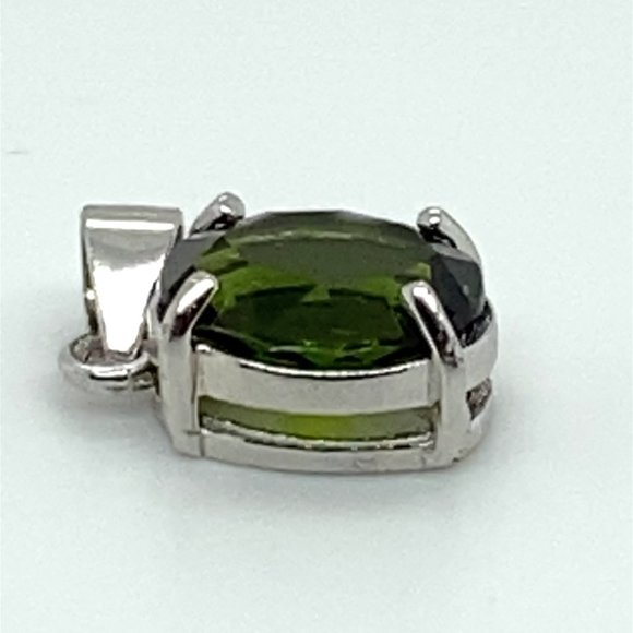Chrome Tourmaline 1.55ct White Gold Finish Solid 925 Sterling Silver Pendant - Picture 3 of 7
